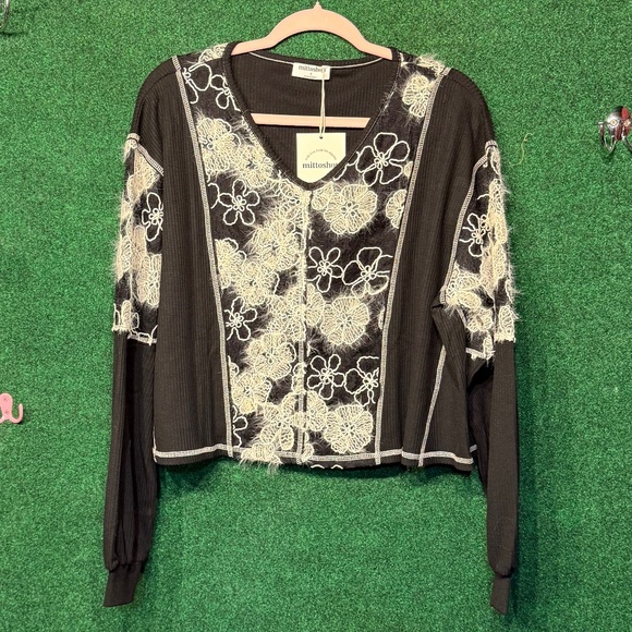 Mittoshop Mineral Wash Puff Sleeve Rib Knit Top main image 0